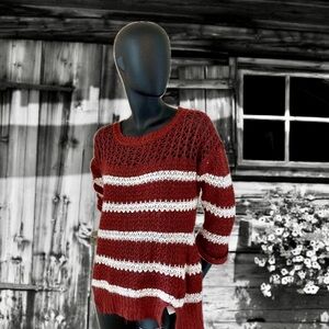 Orange and white stripped Fall Sweater